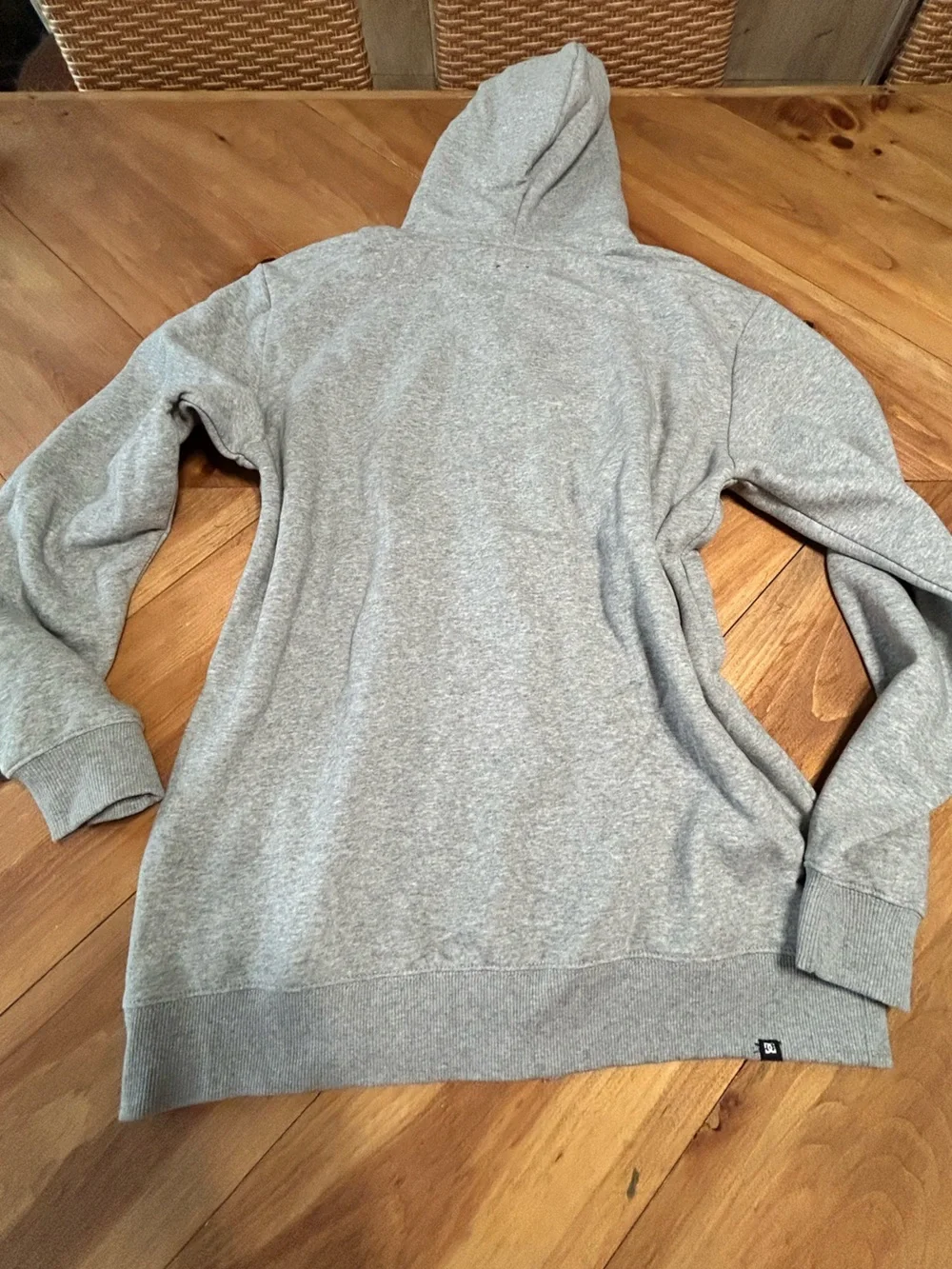 DC Men’s Light Gray Zip-Up Hoodie with Black Logo